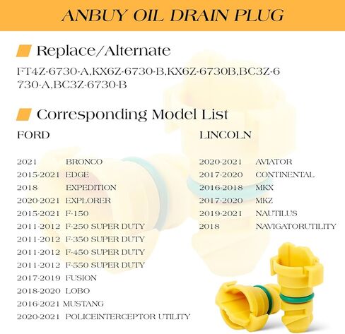 12 قطعة من قابس تصريف الزيت، ترقية أداء سيارتك، تناسب Ford F150 2015-2021 وLincoln MKZ - استبدل FT4Z-6730-A، FT4Z6730A، KX6Z-6730-B، KX6Z6730B، BC3Z6730A، BC3Z6730B in Kuwait