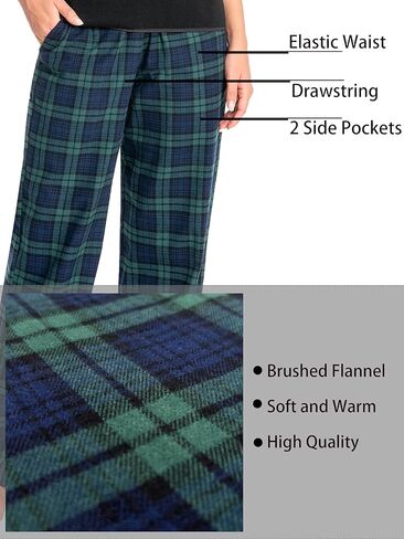 Nutria المرأة الفانيلا بيجامة السراويل منقوشة القطن لينة ناعم PJ قيعان صالة دافئة النوم الشتاء ملابس خاصة مع جيوب D06 in Kuwait