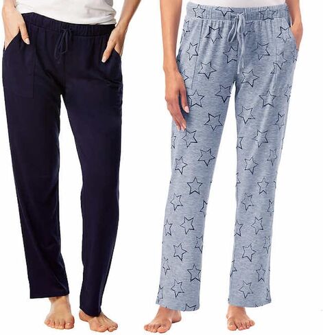 Lucky Brand Women's 2 Pack Straight Leg Lounge PJ Pants with Drawstrings and Pockets (Stitched Stars/Navy, Medium) in Saudi Arabia