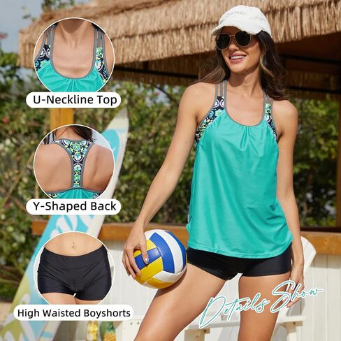 Zando Tankini Bathing Suits for Women Sport Womens Swimsuits Athletic Two Piece Swimsuit for Women Tankini Top with Shorts in Saudi Arabia