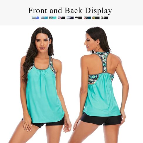 Zando Tankini Bathing Suits for Women Sport Womens Swimsuits Athletic Two Piece Swimsuit for Women Tankini Top with Shorts in Saudi Arabia