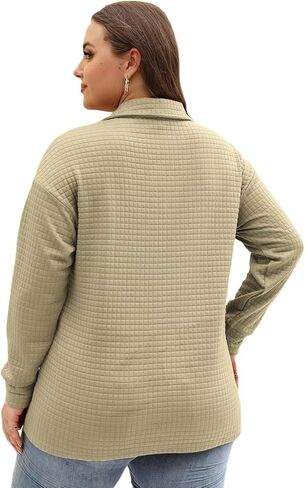 Womens Plus Size Sweatshirts Lapel Collar Casual Long Sleeve Tunic Tops in Kuwait