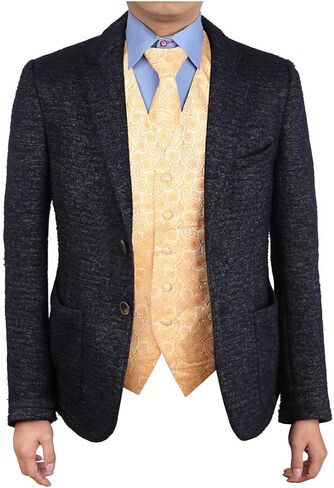 Epoint Men's Fashion Series Pattern Microfiber Dress Tuxedo Vest Neck Tie Set Mens in Saudi Arabia