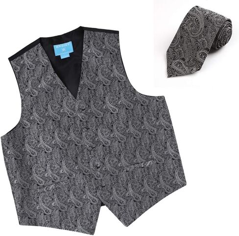 Epoint Men's Fashion Series Pattern Microfiber Dress Tuxedo Vest Neck Tie Set Mens in Saudi Arabia