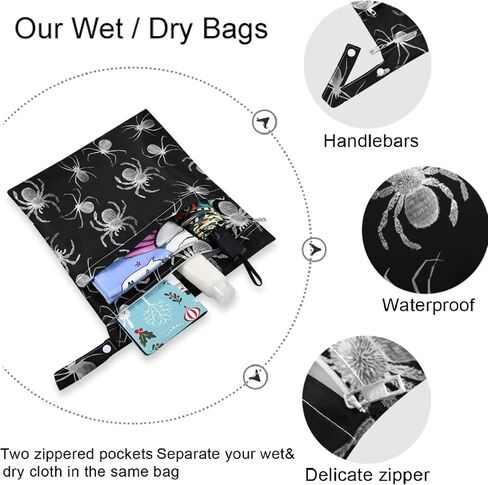 visesunny Music Lover Dinosaur 2Pcs Diaper Changing Totes Wet Bags with Zippered Pockets Washable Reusable Roomy Cloth Diaper for Travel,Beach,Daycare,Stroller,Dirty Gym Clothes,Wet Swimsuits,Toiletri in Saudi Arabia