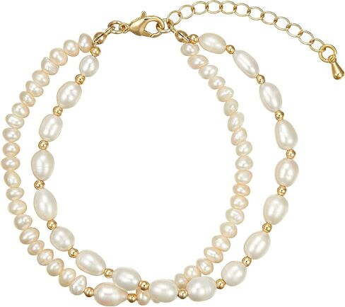 سوار اللؤلؤ 6 ملم سلسلة اللؤلؤ المختارة بعناية 18 كيلو مطلية بالذهب حساسة خمر Y2k مجوهرات هدايا للأم النساء الفتيات in Kuwait