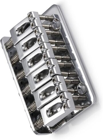 6 String 65MM Metal Fixed Hardtail Saddle Bridge Top Load Guitar Tailpiece Compatible for Fender Strat Tele Electric Guitar, Chrome in Saudi Arabia
