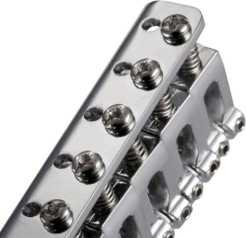 6 String 65MM Metal Fixed Hardtail Saddle Bridge Top Load Guitar Tailpiece Compatible for Fender Strat Tele Electric Guitar, Chrome in Saudi Arabia