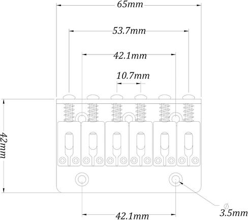 6 String 65MM Metal Fixed Hardtail Saddle Bridge Top Load Guitar Tailpiece Compatible for Fender Strat Tele Electric Guitar, Chrome in Saudi Arabia