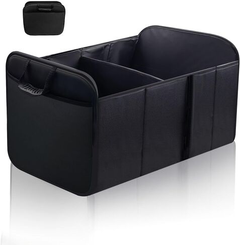 Trunk Organizer for Car - Premium Leather Large Capacity Car Organizer, Foldable Trunk organizer for SUVs & Sedans, Sturdy Car Organization for Car Accessories, Tools, Sundries (black) in Saudi Arabia