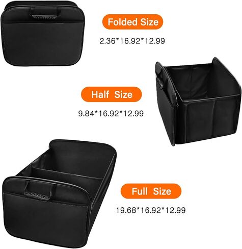 Trunk Organizer for Car - Premium Leather Large Capacity Car Organizer, Foldable Trunk organizer for SUVs & Sedans, Sturdy Car Organization for Car Accessories, Tools, Sundries (black) in Saudi Arabia