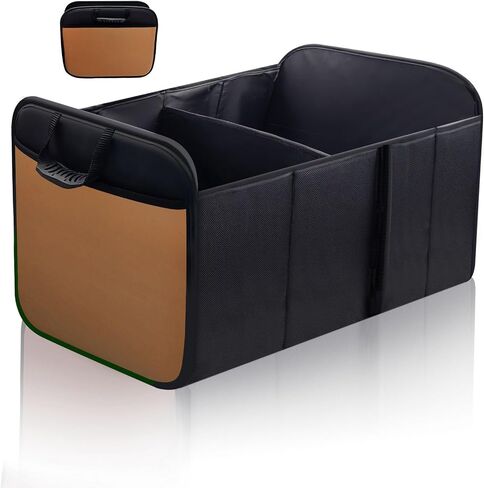 Trunk Organizer for Car - Premium Leather Large Capacity Car Organizer, Foldable Trunk organizer for SUVs & Sedans, Sturdy Car Organization for Car Accessories, Tools, Sundries (black) in Saudi Arabia