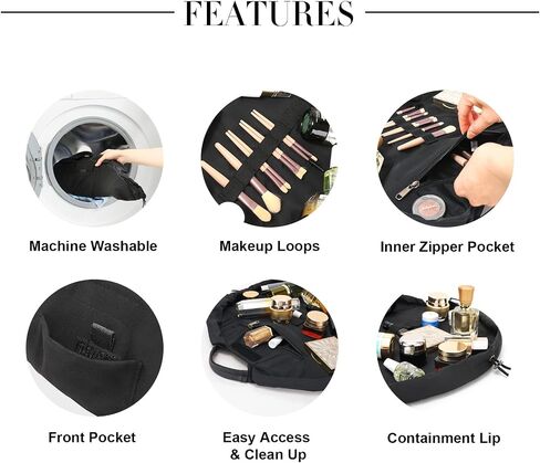Drawstring Makeup Bag Organizer (Black) in Saudi Arabia