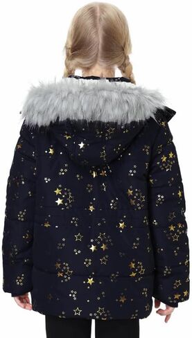 Girls Winter Coat Fleece Lined Jacket with Detachable Hood Warm Parka Comfy Puffer Outwear in Kuwait