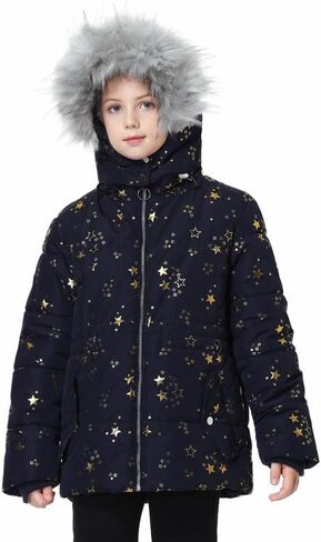 Girls Winter Coat Fleece Lined Jacket with Detachable Hood Warm Parka Comfy Puffer Outwear in Kuwait