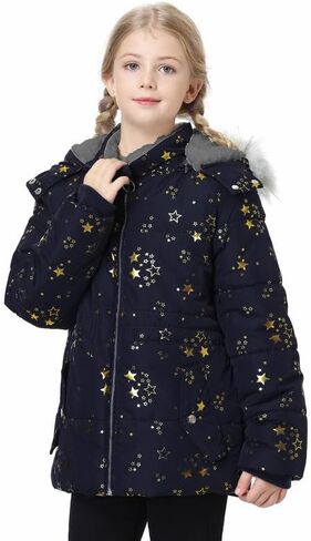Girls Winter Coat Fleece Lined Jacket with Detachable Hood Warm Parka Comfy Puffer Outwear in Kuwait