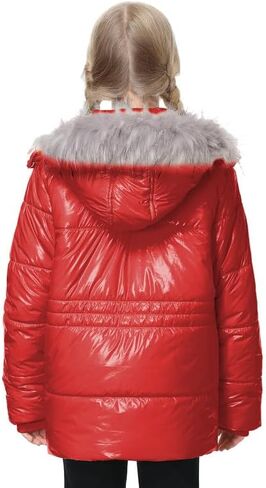 Girls Winter Coat Fleece Lined Jacket with Detachable Hood Warm Parka Comfy Puffer Outwear in Kuwait