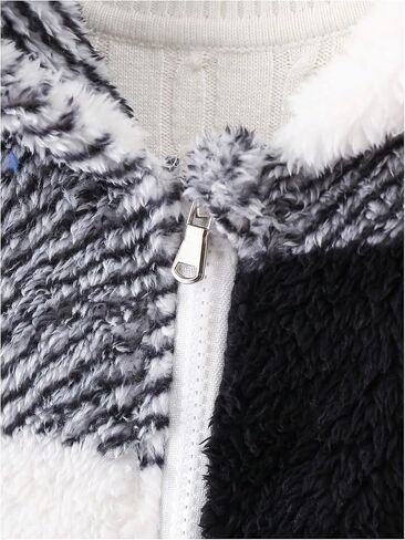 SOLY HUX Girl's Plaid Fuzzy Hoodies Jacket Zip Up Long Sleeve Coat Outerwear with Bag in Saudi Arabia