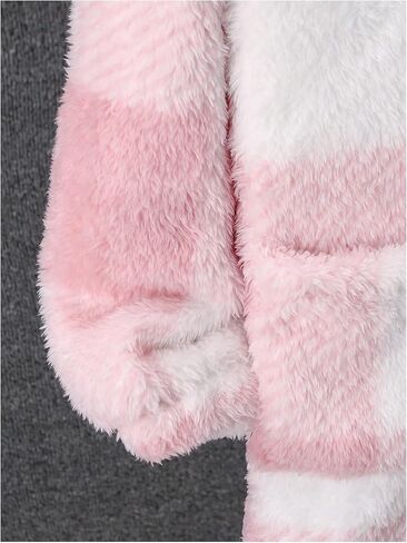 SOLY HUX Girl's Plaid Fuzzy Hoodies Jacket Zip Up Long Sleeve Coat Outerwear with Bag in Saudi Arabia