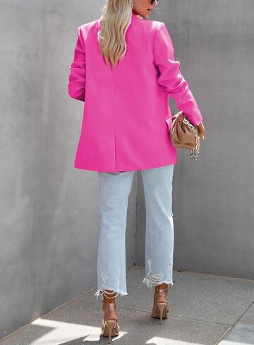 سترة نسائية كاجوال من ARTFREE بأزرار وطية صدر وأكمام طويلة للعمل، سترات عصرية للعمل مع جيوب in Kuwait