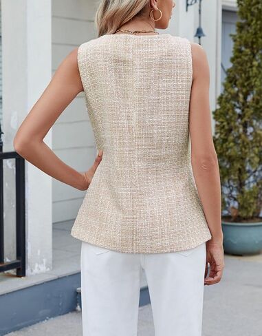 سترة Kedera النسائية من التويد بدون أكمام وأزرار سفلية بقصة ضيقة سترات غير رسمية سترة للعمل والمكتب in Kuwait