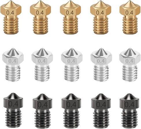 15PCS Brass Nozzles Kit for Anycubic Kobra, 3D Printer 7PCS 0.4mm Nozzles and 2PCS 0.2mm, 0.6mm, 0.8mm, 1.0mm Brass Nozzles Kit for Anycubic Mega, Mega X, Chrion, Kobra, Kobra Neo in Saudi Arabia