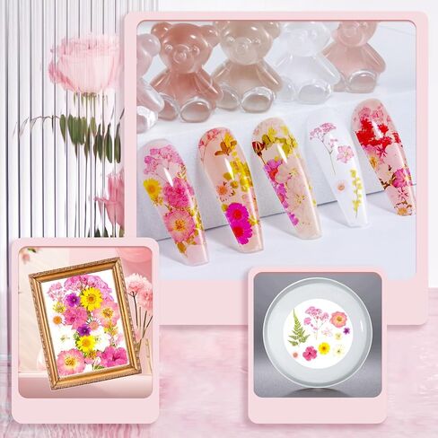 Pressed Flowers Bulk Dried Flowers for Crafts,Real Natural Pressed Flowers Dry Leaves Kit for Crafts Resin Mold Jewelry Candle Soap Making Scrapbooking Nails DIY（Pink Style） in Saudi Arabia