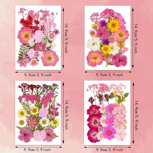Pressed Flowers Bulk Dried Flowers for Crafts,Real Natural Pressed Flowers Dry Leaves Kit for Crafts Resin Mold Jewelry Candle Soap Making Scrapbooking Nails DIY（Pink Style） in Saudi Arabia