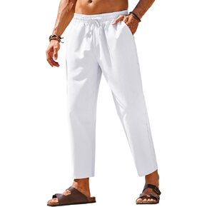 COOFANDY Mens Linen Casual Pants Elastic Waist Drawstring Trousers Yoga Beach Summer Pants