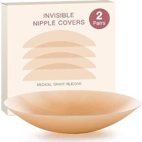 2 Pairs Cakes Body Nipple Covers for Women,Silicone Sticky Pasties with Ultra Thin Edgs,Reusable,4 Shades