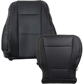 SecosAutoparts Driver Side Bottom and Top Lean Back Replacement Perforated Leather Seat Cover Black Compatible with Ford F250 F350 Lariat XLT 2017 2018 2019 2020 2021 2022
