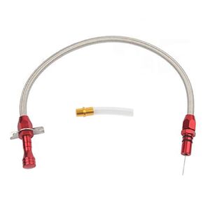 عصا قياس ناقل الحركة المرنة المصنوعة من الفولاذ المقاوم للصدأ متوافقة/بديلة لسيارة Chevy TH-350/TH-400 Turbo SBC BBC 530 مم - حامل جدار الحماية (أحمر)