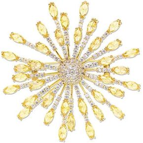 Dazzling and Elegant Crystal Embellished 14K Gold Sunflower Brooch Make a Statement Moissanite Flower Corsage, Luxurious Gift for Her