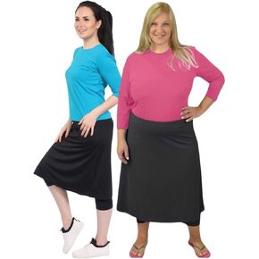 Kosher Casual Athletic Skirt with Leggings, Long Midi Length Sports & Swim Skirt