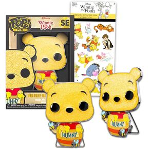 Winnie The Pooh Funko Pop Set - Bundle with Collectible Winnie The Pooh Funko Pop 4" Pooh Enamel Pin Plus Stickers | Winnie The Pooh Funko Pop Pack
