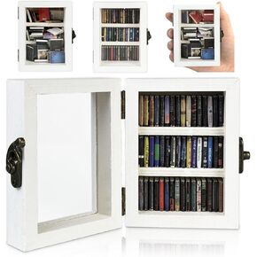 Anxiety Bookshelf Mini Bookshelf Ornament Miniature Bookshelf Decor Shake Away Your Anxiety Miniature Book Library with 60pcs Mini Books for Book Lovers Home Room Office Decor (Natural Color)