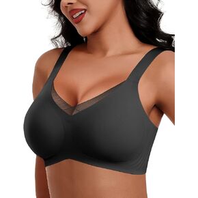 Seamless Mesh Lace Bras for Women No Underwire Wireless Bras with Support and Lift Full Coverage Deep V Bralettes