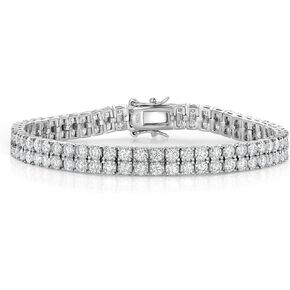 Gem Stone King 9.30 Cttw White Moissanite 2 Rows Tennis Bracelet For Women In 925 Sterling Silver | 6MM Width | 6.5/7/7.5 Inch
