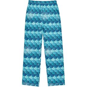 Turquoise Blue Mermaid Fish Scales Boy's Pajama Pants Kids Boys Long Sleep PJ Pant Pajama Bottoms Elastic Waist Lounge Pants with 2 Pockets M