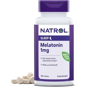 Natrol Melatonin 1 mg, Dietary Supplement for Restful Sleep, Sleep Tablets for Adults, 180 Melatonin Tablets, 180 Day Supply