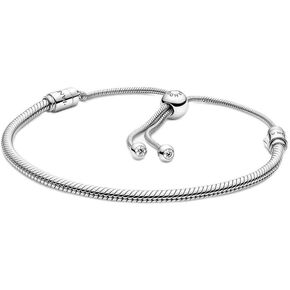 PANDORA Moments Snake Chain Slider Bracelet - Charm Bracelet for Women - Sterling Silver with Clear Cubic Zirconia - 11" - With Gift Box
