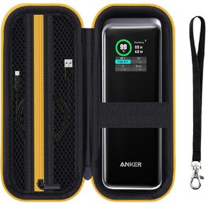 Travel Case for Anker Prime Power Bank 27,650mAh 250W, Portable Battery Pack Power Station Organizer Bag, Mesh Pocket Fit Charger, Cable - Black (CASE ONLY!)