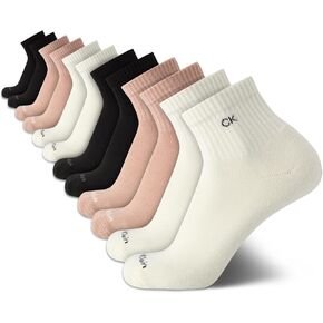 Calvin Klein Men's Quarter Socks - 12 Pack Athletic Performance Cushioned Comfort Ankle Socks for Men (Sizes: 7-12)