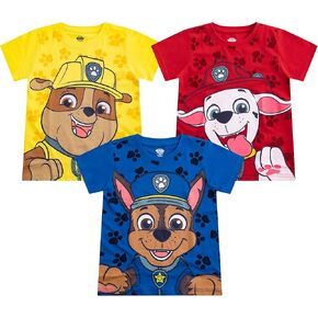 Paw Patrol Nickelodeon Boys 3 Pack Short Sleeve T-Shirt for Toddler and Big Kids
