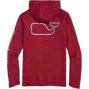 vineyard vines Boys' On-The-go Whale Outline Long-Sleeve Harbor Performance Hoodie Tee in Kuwait