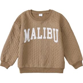 Girls Crewneck Alphabet Embroidery Sweatshirt Long Sleeve Pullover Tops Winter Warm Shirt Sweater
