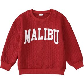 Girls Crewneck Alphabet Embroidery Sweatshirt Long Sleeve Pullover Tops Winter Warm Shirt Sweater