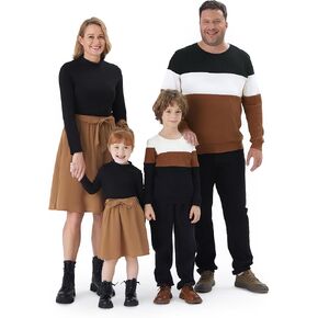 PATPAT Family Matching Outfits Long Sleeves for Fall Winter Vacation Family Reunion Home Weddings Party School Photos