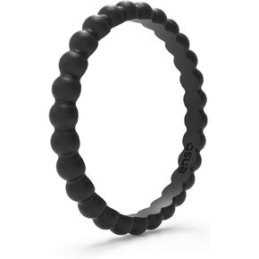 Enso Rings Stackable Beaded Silicone Wedding Ring – Hypoallergenic Unisex Stackable Wedding Band – Comfortable Minimalist Band – 2.5mm Wide, 8mm Thick