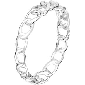 Savlano 925 Sterling Silver 4MM Chain Link Stackable Ring for Women. Comes in 5-9 Sizes with Gift Box-Made in Italy